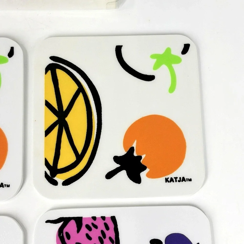 Vintage Katja Shelton Ware Abstract Fruit Coaster Set of 4 USA